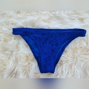 Aerie Blue Crochet Lace Cheeky Bikini Bottom Size Small